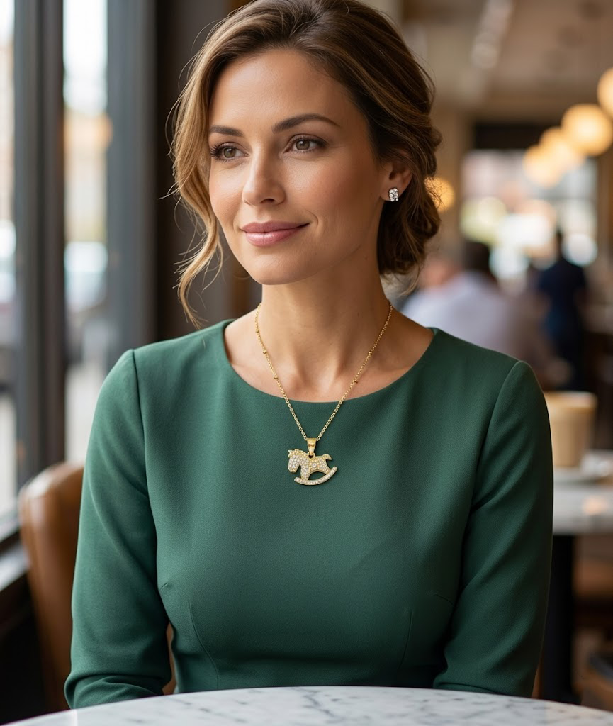 Micro-Set Golden Pony Coin Pendant Necklace