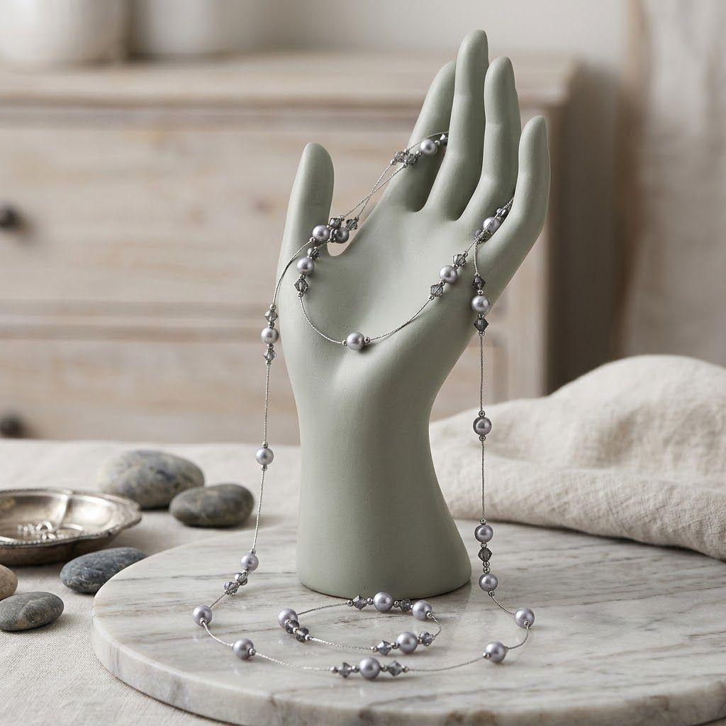 Elegant Gray Pearl Multi-Way Necklace