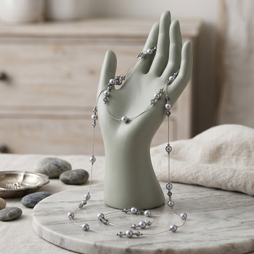 Elegant Gray Pearl Multi-Way Necklace