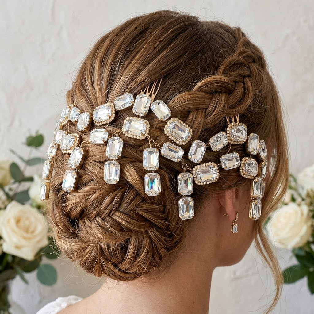 Exotic Geometric Rhinestone Hair Comb