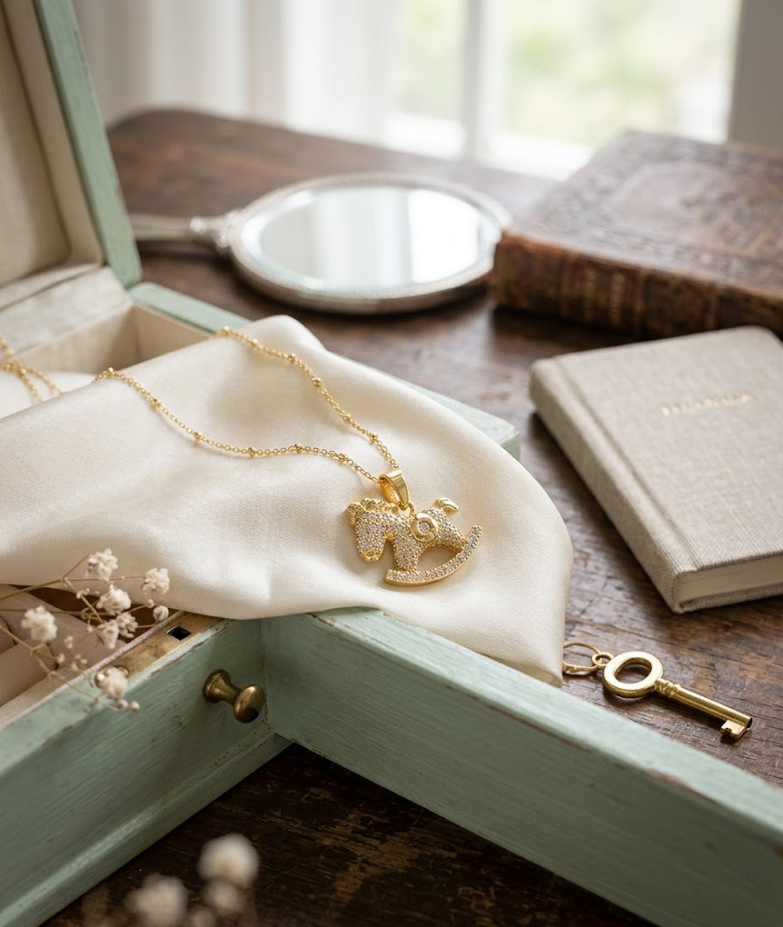 Micro-Set Golden Pony Coin Pendant Necklace