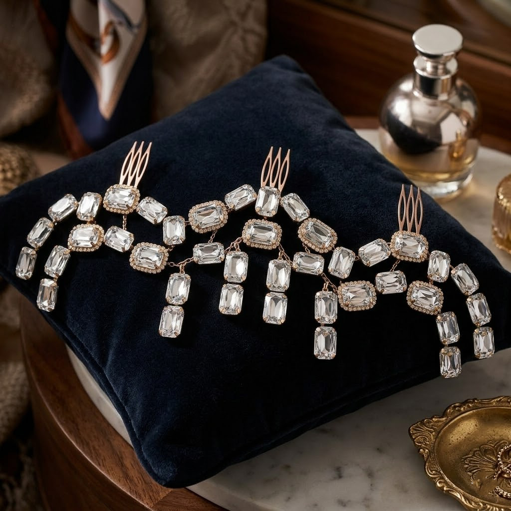 Exotic Geometric Rhinestone Hair Comb