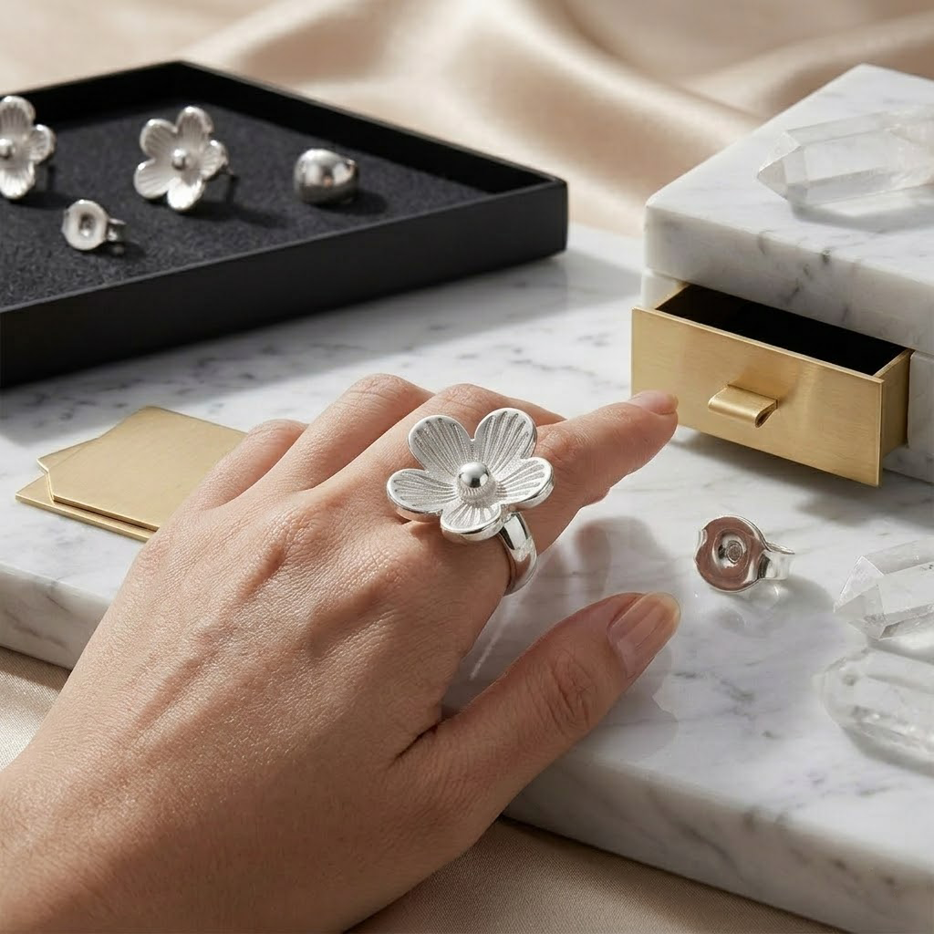 Sterling Silver Five-Petal Flower Charm